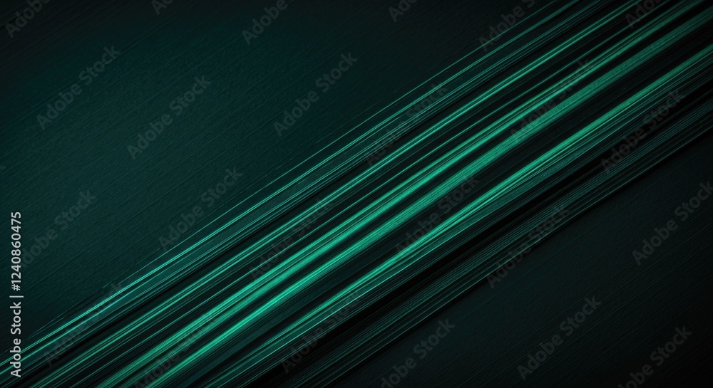 Poster abstract green diagonal stripes on dark background with textured surface pattern