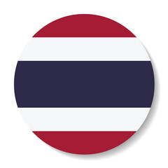 The flag of Thailand. Button flag icon. Standard color. Circle icon flag. 3d illustration. Computer illustration. Digital illustration. Vector illustration.