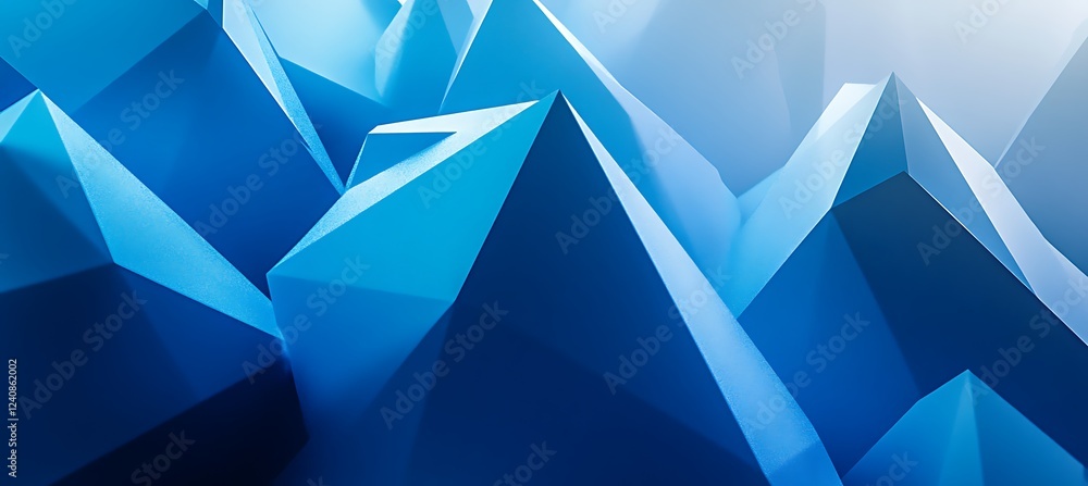 Poster a blue monochromatic background featuring gradient diamond shapes of various sizes, forming a striki