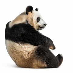 Obraz premium Playful panda sitting with curiosity.
