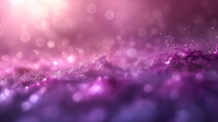 Abstract Purple Water Splash Bokeh Lights Background, Sparkle Texture with Pink Glow Art.