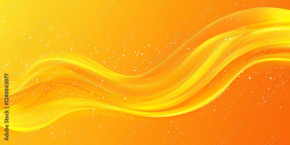 Poster abstract background with smooth yellow wavy shapes, dynamic flowing lines design for summer design
