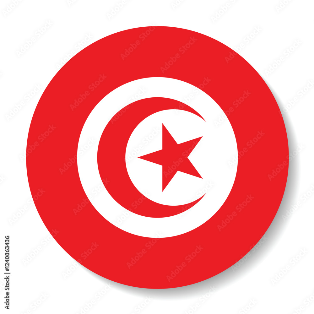 Poster the flag of tunisia. button flag icon. standard color. circle icon flag. 3d illustration. computer i