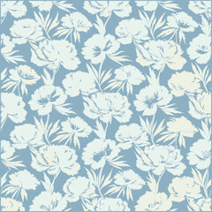 Fototapeta premium Light Teal Floral Design with Silhouettes on Teal Background