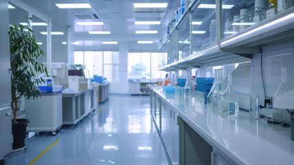 banner wallpaper background customized medication development through molecular engineering, pharmaceutical lab, space for content