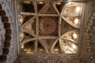 Ceiling inside the Mosque-Cathedral of Córdoba, Andalusia, Spain 