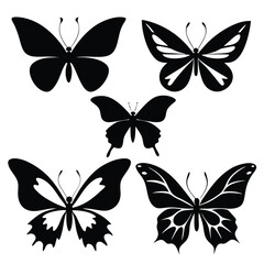 butterfly-icon-set-of-6-silhouette-icon-vector-white background