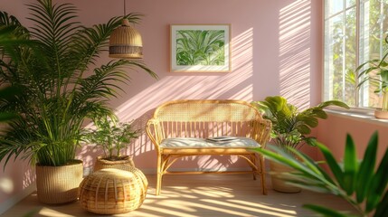 Cozy Indoor Space with Natural Light and Green Plants