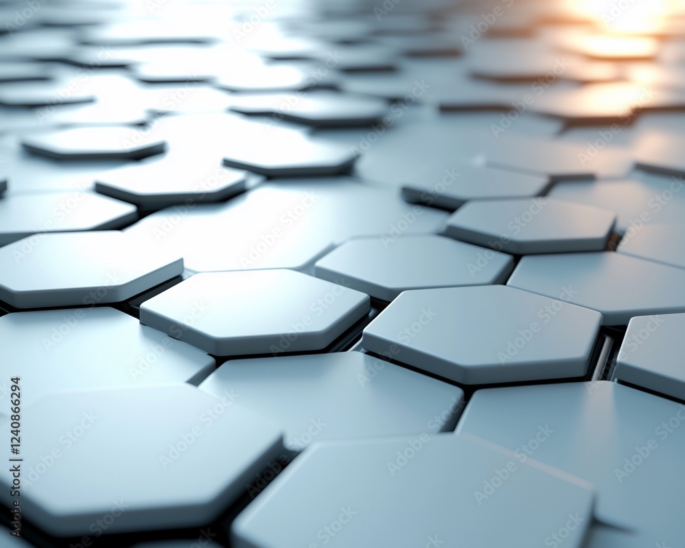 Poster Abstract Hexagon Pattern, Technology Background, 3D Render, Digital Design