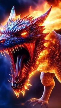 Hyper-Realistic Glowing Neon Dragon Roaring with Fire Breath in AMOLED Contrast