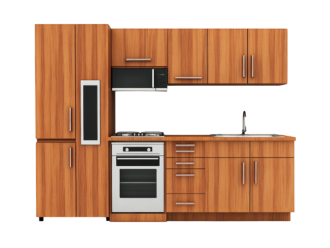 Modern kitchen appliances, stove, microwave, and oven in a contemporary setting modern