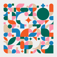 Abstract background with geometric shapes. Colorful seamless pattern. Trendy wallpaper. Vector illustration.