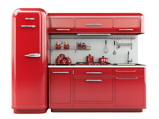 Two shining red refrigerators, a bold statement in kitchen appliances two