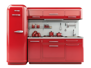 Two shining red refrigerators, a bold statement in kitchen appliances two