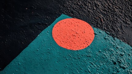 Vibrant Colorful Circular Shape on Textured Surface with Bold Contrast