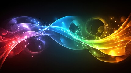 Colorful Flowing Waves of Light in a Dark Background