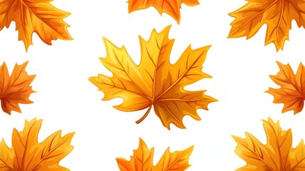 Vibrant Orange Maple Leaves on White Background for Seasonal Design