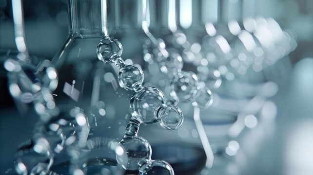 pharmacology, close-up on molecular compounds, cutting-edge lab, copy space exploring biotechnology - Powered by Adobe