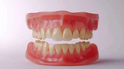Obraz premium Realistic Dental Model Showing Upper and Lower Teeth in Close-Up View