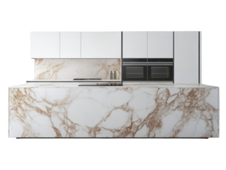 Sleek white oven and marble countertop in a modern kitchen design modern