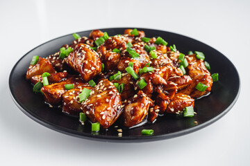 delicious juicy Japanese teriyaki chicken on a white background