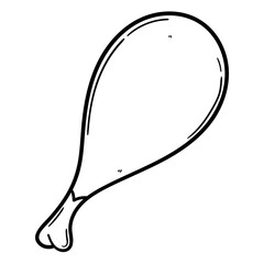 Hand drawn doodle fried chicken leg on white background.