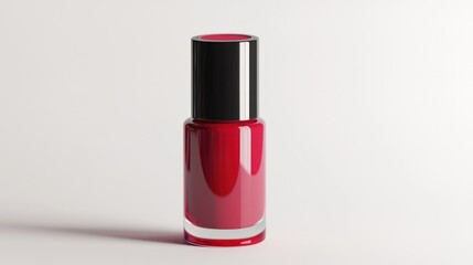 Luxury nail polish bottle with a high-gloss finish, isolated on the white background