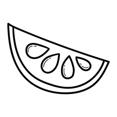 Hand drawn doodle slice of lemon on white background.