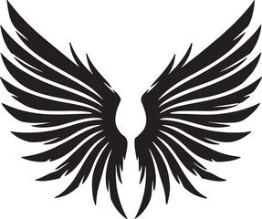 Bold High-Contrast Black Silhouette of Symmetrical Wings Vector

