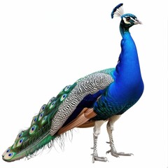 Obraz premium Vibrant peacock displaying its stunning feathers.