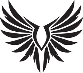Bold High-Contrast Black Silhouette of Symmetrical Wings Vector

