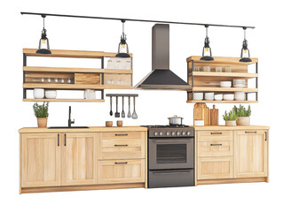 Modern kitchen design featuring stainless steel stove and sink with ample counter space