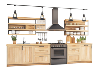 Modern kitchen design featuring stainless steel stove and sink with ample counter space