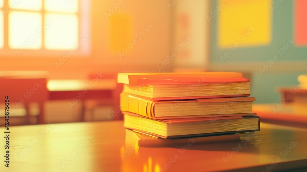 Poster warm and textured 3d background in classroom setting