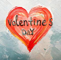 Heart drawn with colors with the inscription Valentine's Day