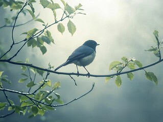 Obraz premium Serene Bird on Branch