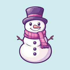 A cute snowman stand in floor vector illustration 