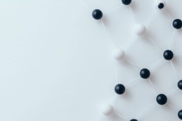 Black and white spheres forming a network