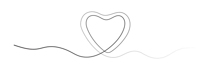 Fototapeta premium Heart icon hand drawn. Heart continuous line drawing. one line art sketch heart. Symbol love.