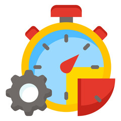 Time Management and Efficiency Icon Flat Color Fill Vector Design