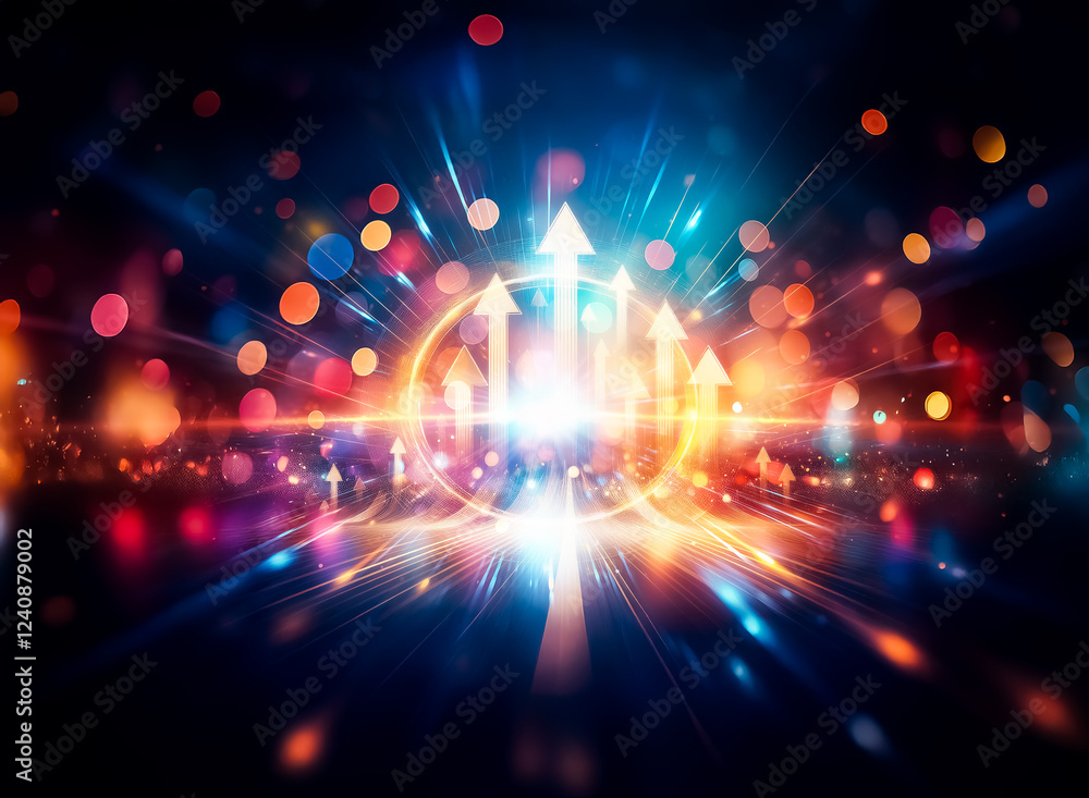 Aufkleber vibrant, colorful bokeh lights illuminate a dark background, creating a magical, dreamy atmosphere. 