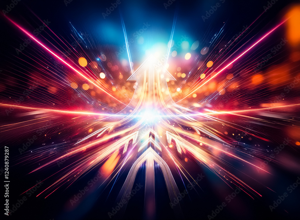 Poster vibrant streaks of light converge in a dazzling display of color and motion, creating an abstract, e