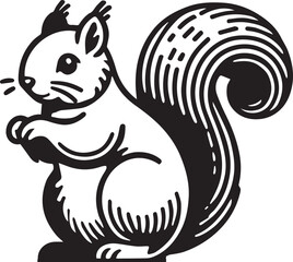 Squirrel vector in black and white