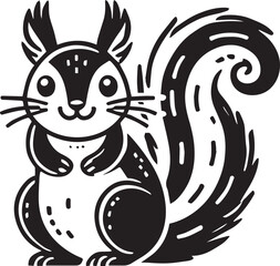 Squirrel vector in black and white