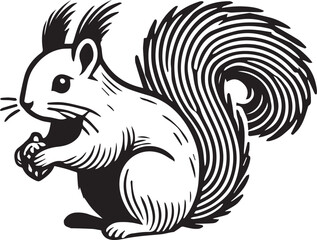 Squirrel vector in black and white