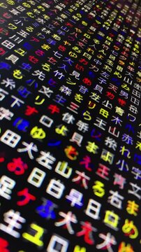 コンピュータ空間のランダムな文字列・さまざまな文字を含むデータベース・エンコードされたプログラム内のデータセット・数学的計算・大規模言語モデル・機械翻訳・日本語・縦長・ビデオ
