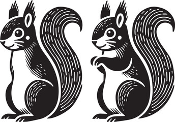 Squirrel vector in black and white