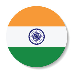 Flag of India. Flag icon. Standard color. Circle icon flag. 3d illustration. Computer illustration. Digital illustration. Vector illustration.