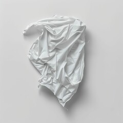 Fototapeta premium Wrinkled white fabric on gray background.