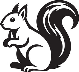 Squirrel vector in black and white